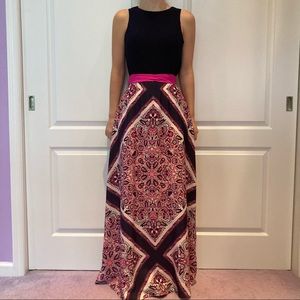 NWOT Navy and Pink Long Flowy Dress